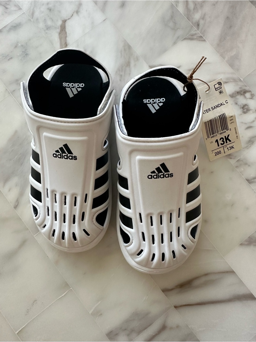 adidas Kids White and Black Water Sandals
